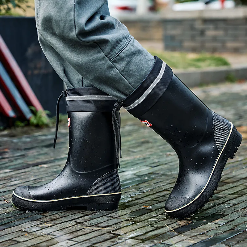 Warrior Wear Resistant Water Resistant Slip Resistant Rain Boots Men's Black-5