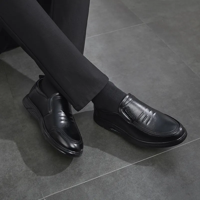 Warrior Business Casual Dress Anti Slip And Wear Resistant Dress Shoes Men's Black-5