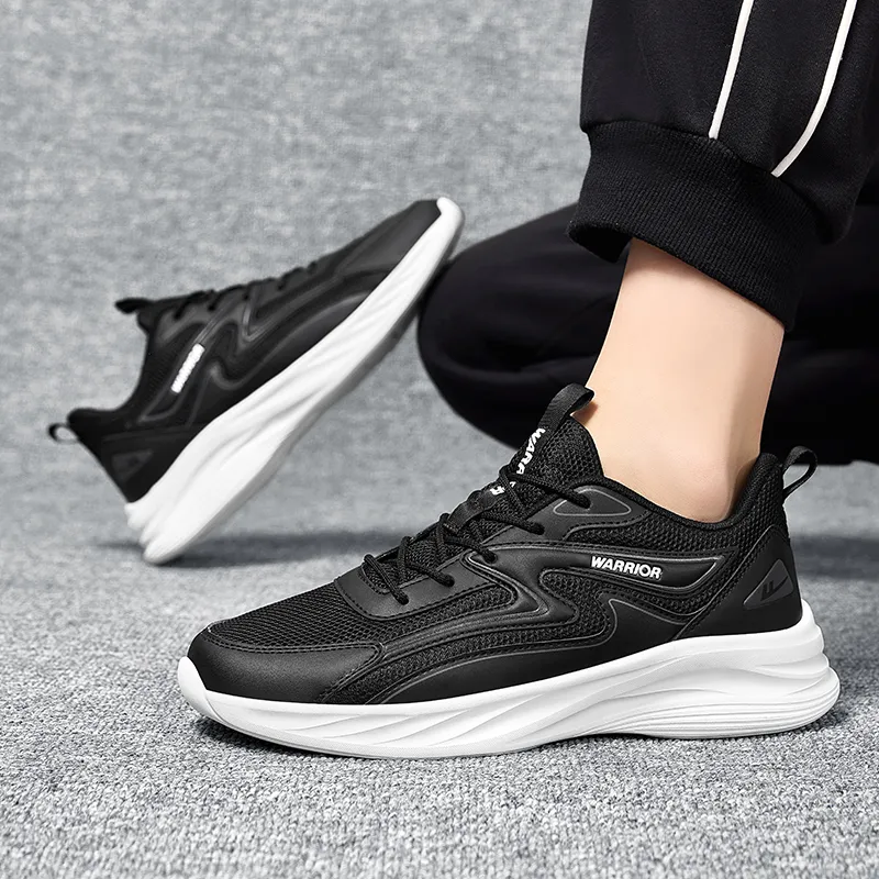 Warrior Wear-resistant Lightweight Breathable And Non-slip. Low-Top Running Shoes Men's Black-5