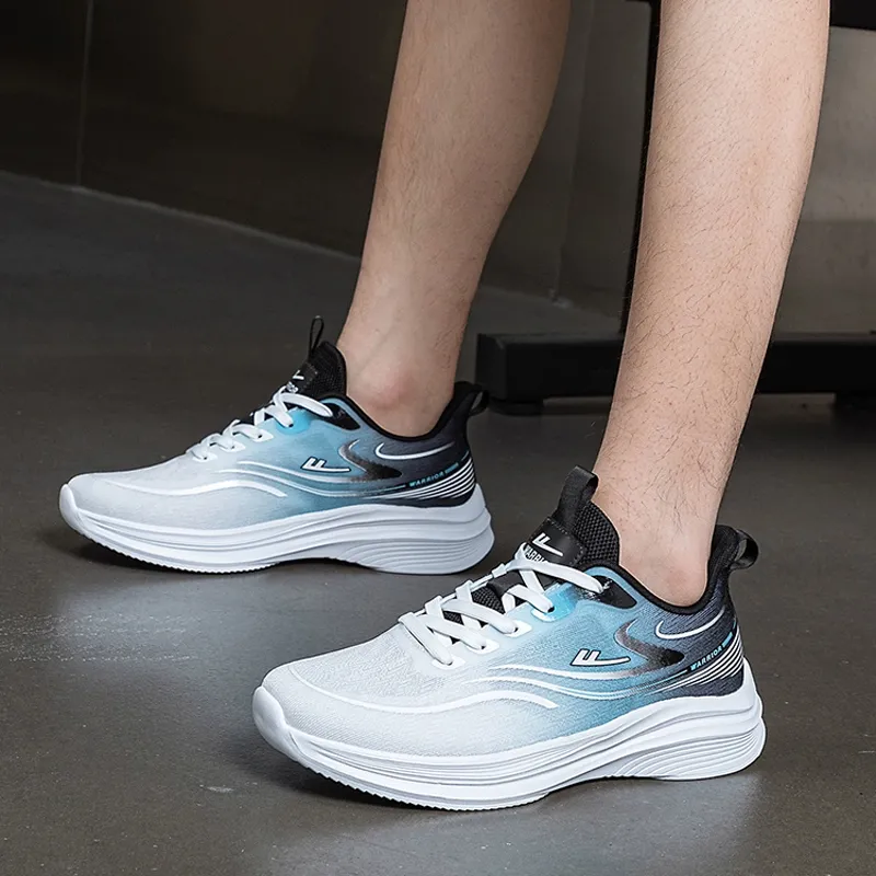 WARRIOR Running Shoes Men Low Top White Blue Black-7