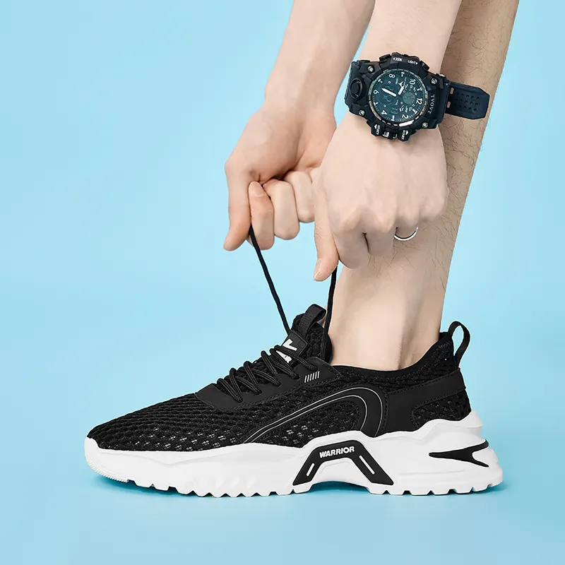 Warrior Cushioned Wear Resistant Breathable Low Top Running Shoes Casual Running Shoes Men's Black-5