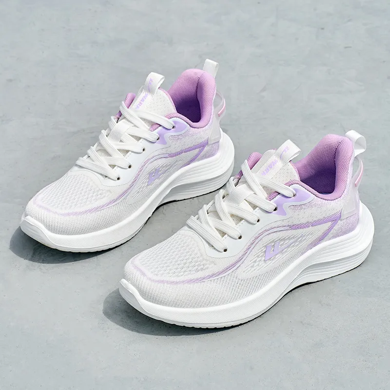 Warrior Cushioning Rebound Height Increasing Lightweight Slip Resistant Low Top Running Shoes Women's Taro Purple-5