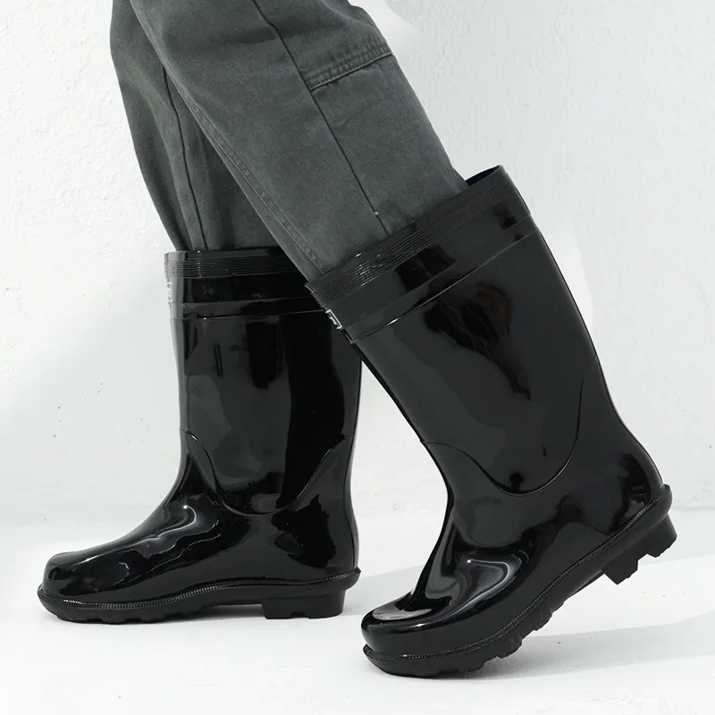 Warrior Wear resistant And Waterproof Rain Boots Men's Black-5