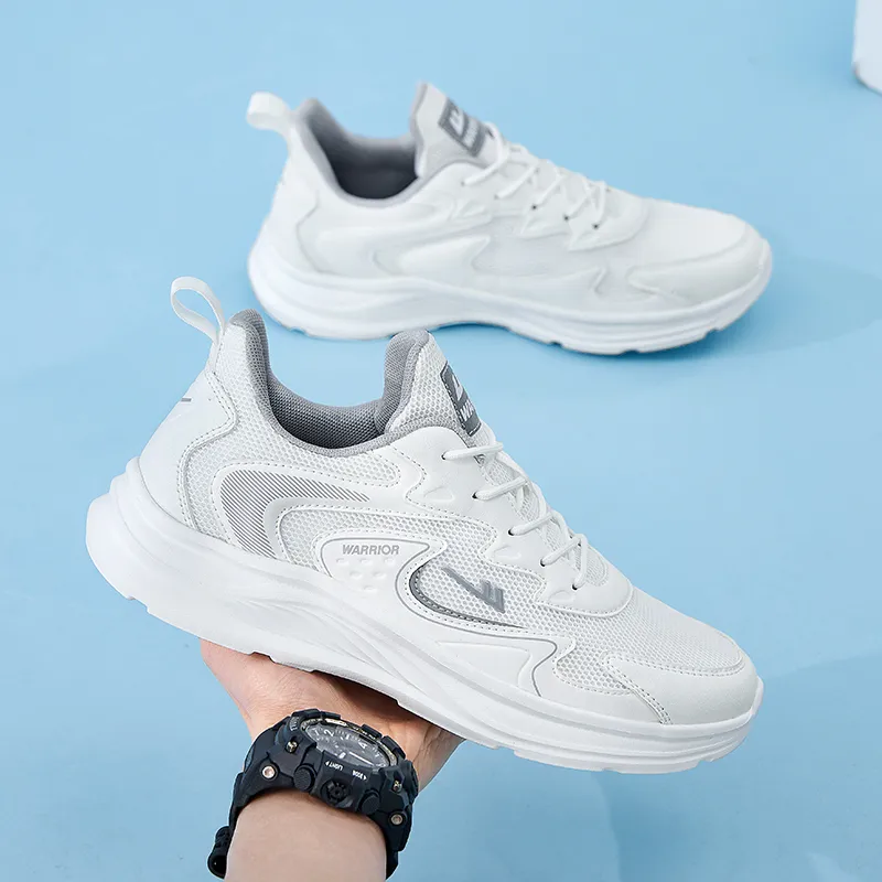 Warrior Wear resistant, Lightweight, Breathable, And Non slip. Low Top Casual Running Shoes Men's White-5
