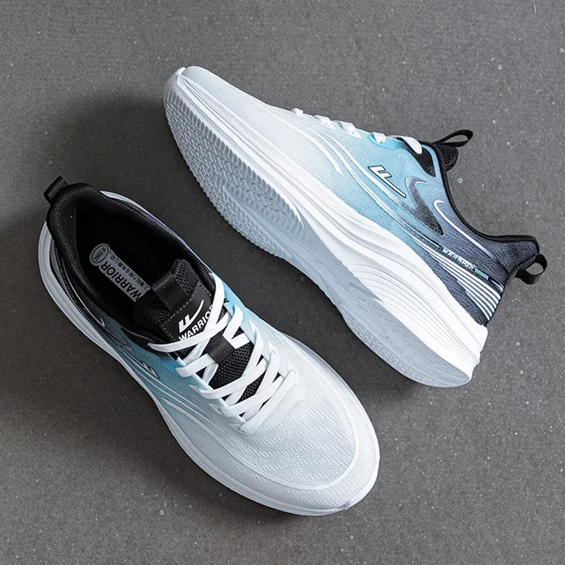 WARRIOR Running Shoes Men Low Top White Blue Black-5