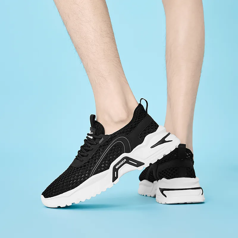 Warrior Cushioned Wear Resistant Breathable Low Top Running Shoes Casual Running Shoes Men's Black-7