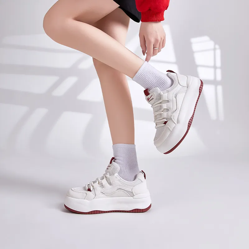 Warrior Slip Resistant, Lightweight, Breathable, Height Increasing Low Top Skateboard Shoes Women's Plum Burgundy-7