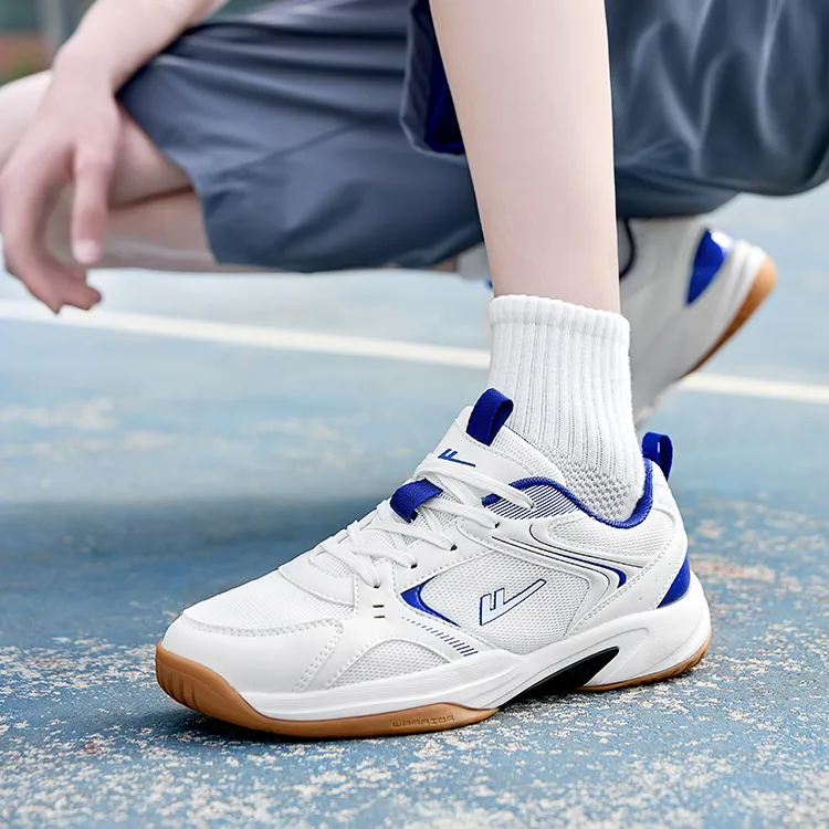 Warrior Wear resistant Lightweight Breathable And Non slip. Low Top Badminton Shoes Men's White Blue-7