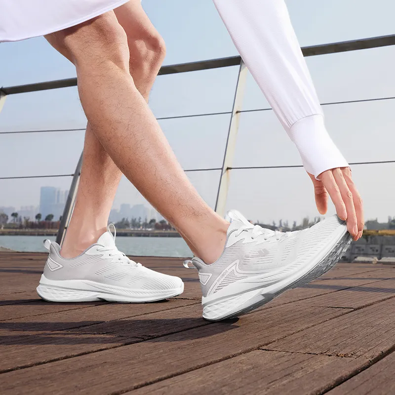 Warrior Anti-Slip And Wear-Resistant Breathable Low-Top Casual Running Shoes Men's White Gray-4