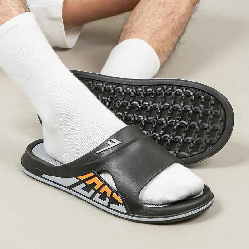 Warrior Slip Resistant Slide Slippers Men's Black Gray-3