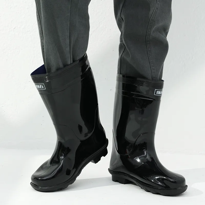Warrior Wear resistant And Waterproof Rain Boots Men's Black-6