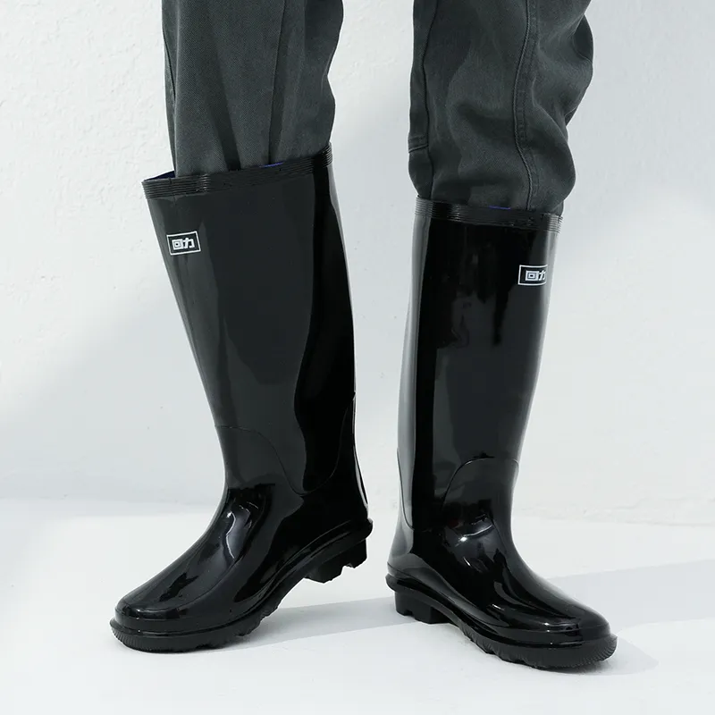 Warrior Wear resistant And Waterproof Rain Boots Men's Black-5