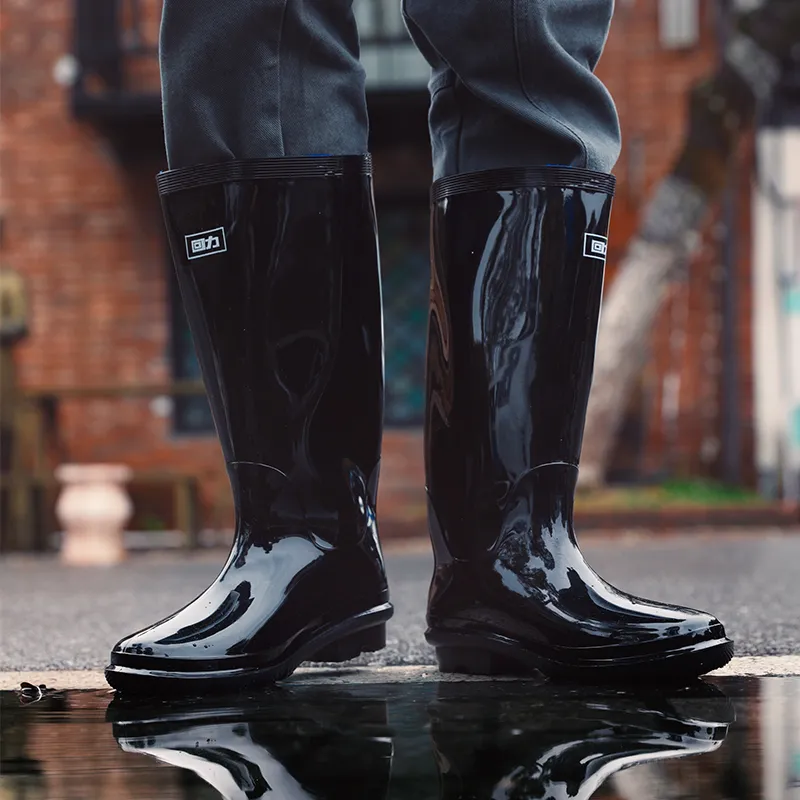 Warrior Wear resistant And Waterproof Rain Boots Men's Black-7