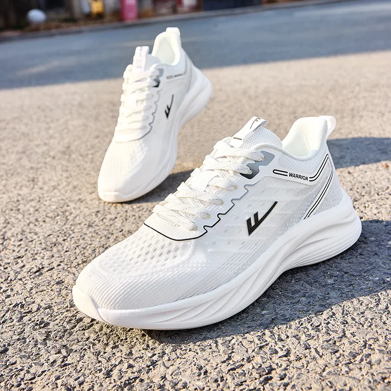 Warrior Anti Slip And Wear Resistant Lightweight Low Top Casual Running Shoes Men's White Gray-6