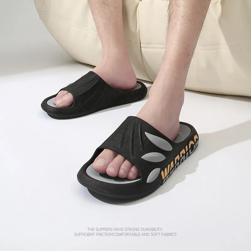 Warrior Slip Resistant Slide Slippers Men's Black Gray-3