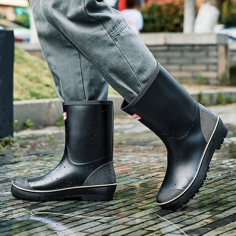 Warrior Wear Resistant Water Resistant Slip Resistant Rain Boots Men's Black-5