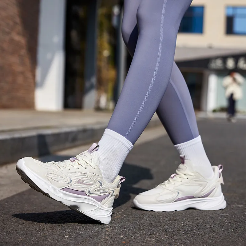 Warrior Durable Breathable Lightweight Low Top Running Shoes Women's Beige Purple-6