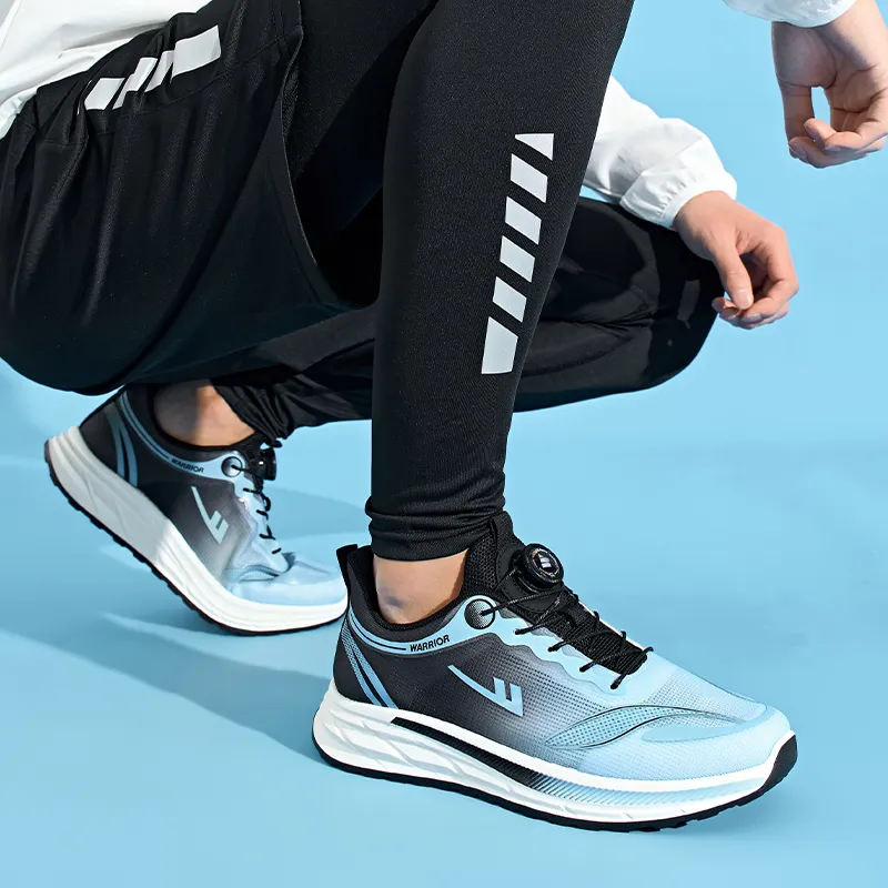 WARRIOR Running Shoes Men Low Top Black Blue-4