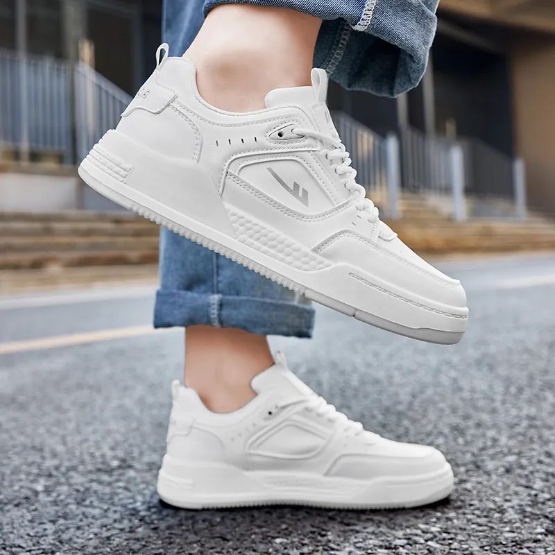 Warrior White Sneakers Air Force 1 Wear Resistant Breathable Slip Resistant Low Top Skateboard Shoes Men's White-7
