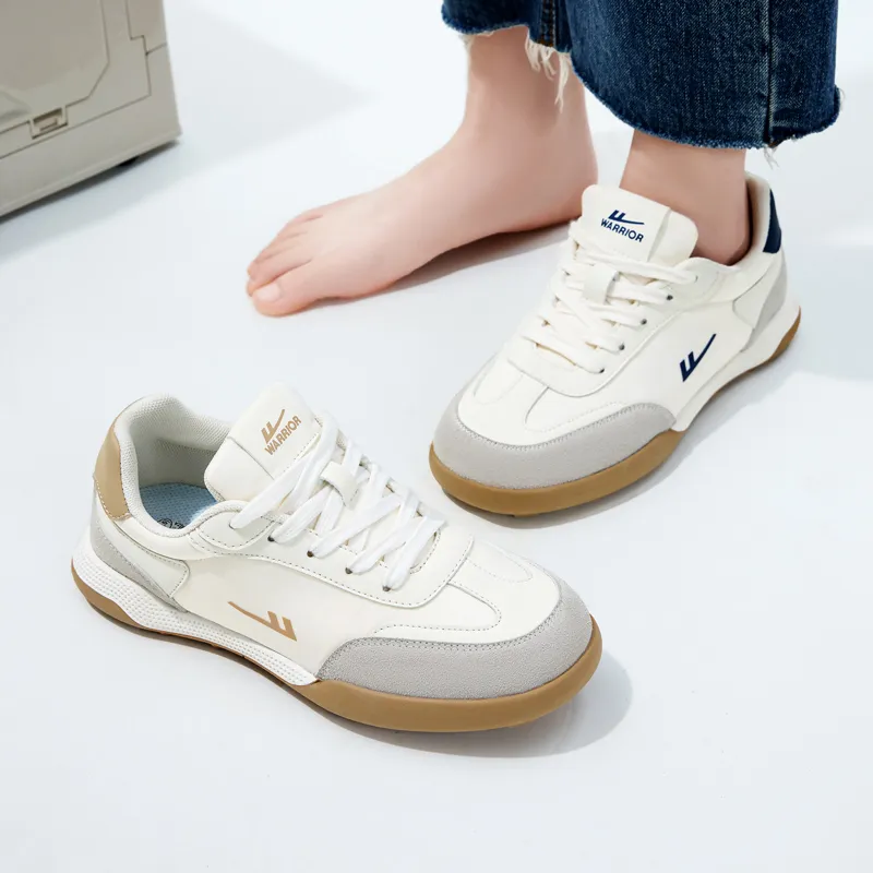 Warrior Low Top German Army Trainers Casual Shoes Unisex Beige Dark Blue-8