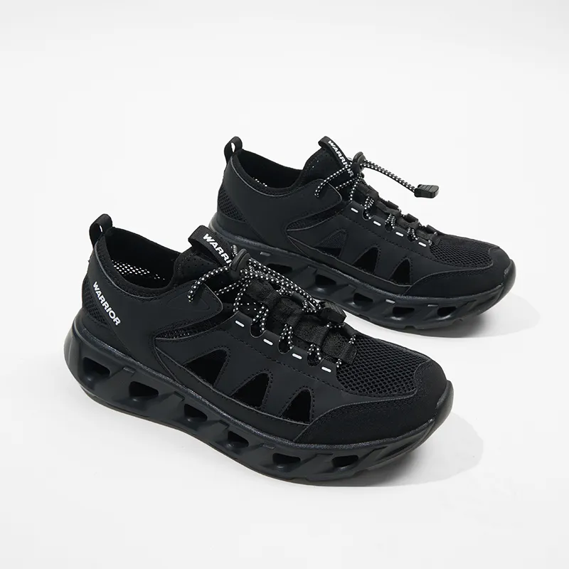 Warrior Slip Resistant Breathable Abrasion Resistant River Trekking Shoes Men's All Black-6