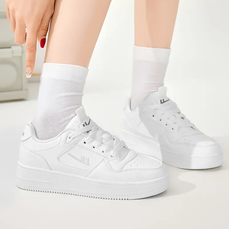 Warrior Slip Resistant, Lightweight, And Breathable Low Top Skateboard Shoes Unisex White-5