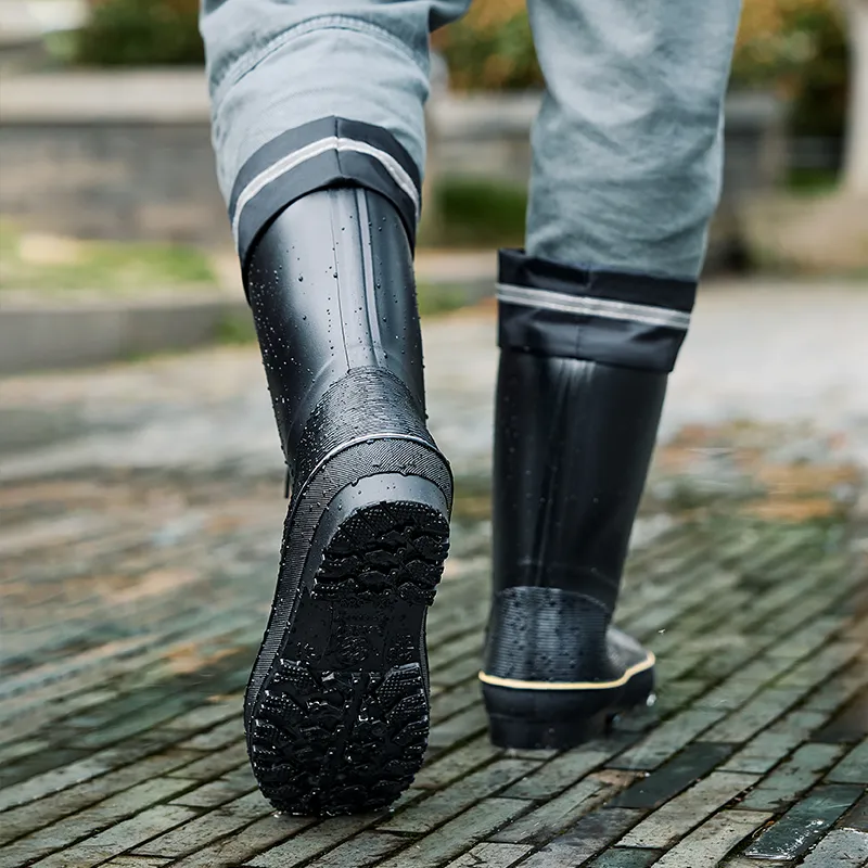 Warrior Wear Resistant Water Resistant Slip Resistant Rain Boots Men's Black-6
