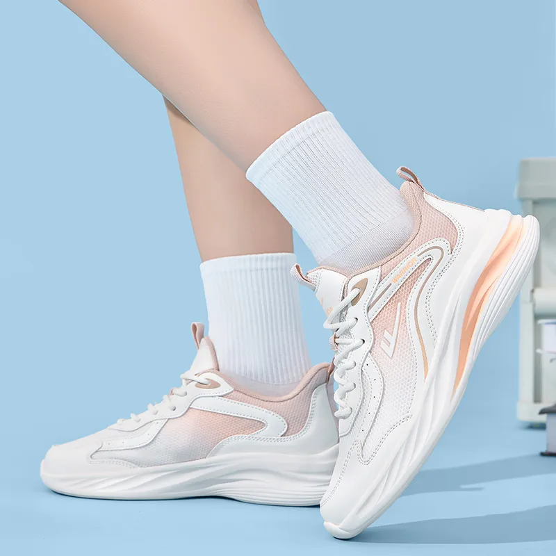 Warrior Rebound Wear Resistant Lightweight Breathable Low Top Casual Running Shoes Women's White Purple Pink-5