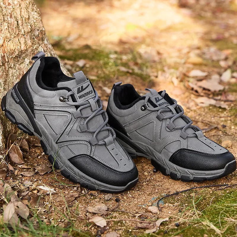 Warrior Warm Wear Resistant Slip Resistant Low Top Hiking/Trekking Shoes Men's Gray-6