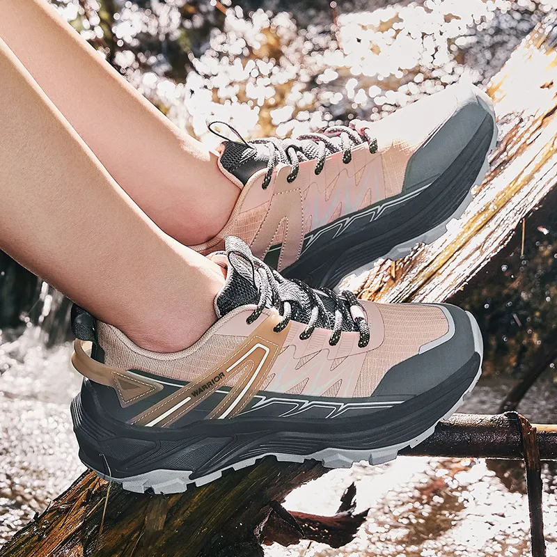 Warrior Wear Resistant Breathable Slip Resistant Low Top Hiking/Trekking Shoes Women's Pink Gray-7