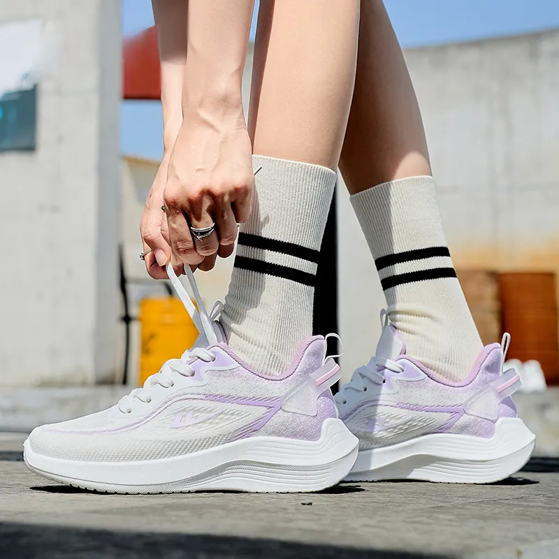 Warrior Cushioning Rebound Height Increasing Lightweight Slip Resistant Low Top Running Shoes Women's Taro Purple-7
