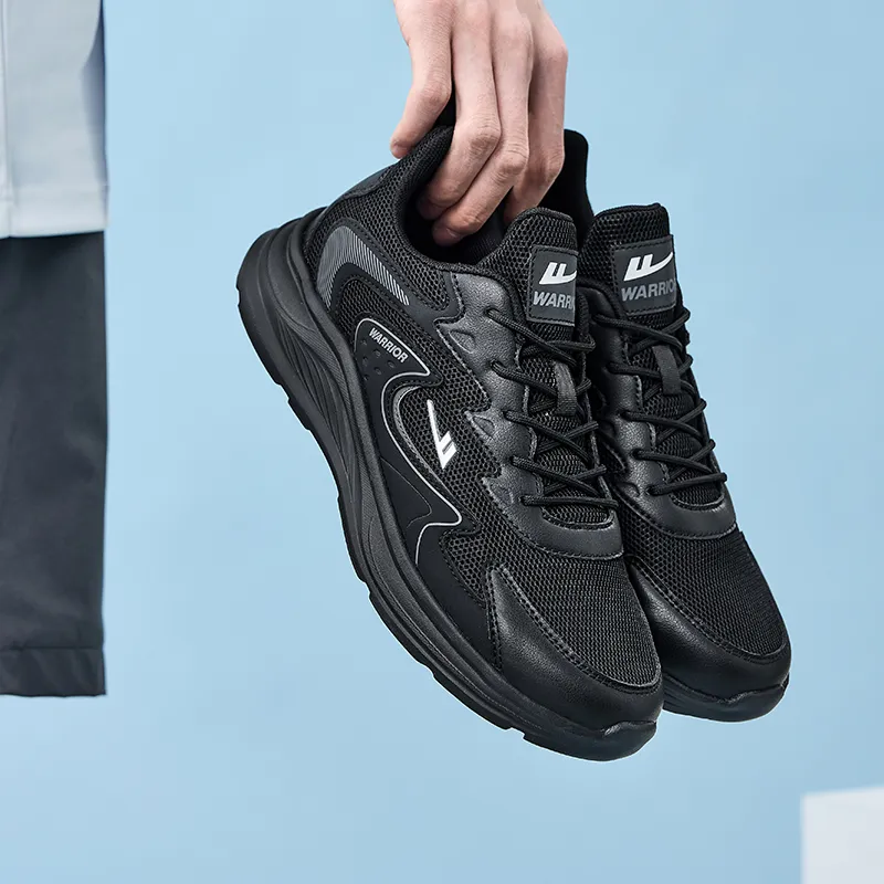 Warrior Wear resistant, Lightweight, Breathable, And Non slip. Low Top Casual Running Shoes Men's Black-5