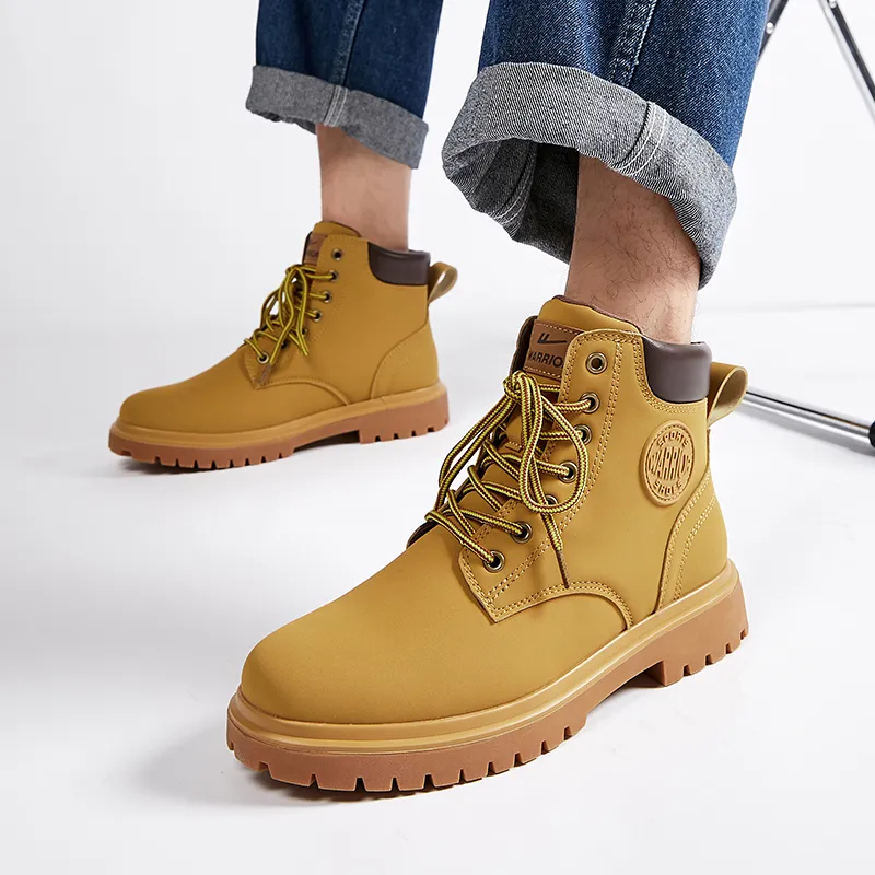 Warrior British Style Yellow Boots Crew Martin Boot Men's Brown Yellow-4