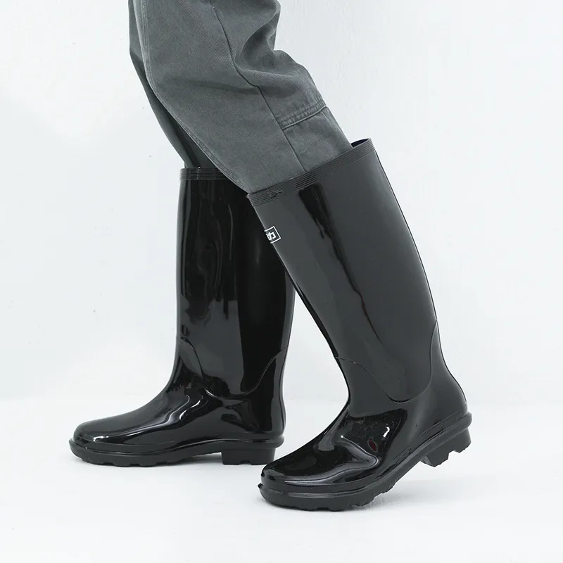 Warrior Wear resistant And Waterproof Rain Boots Men's Black-6