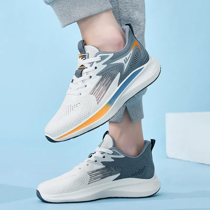 Warrior Low Top Running Shoes Men's White Dusty Blue-5
