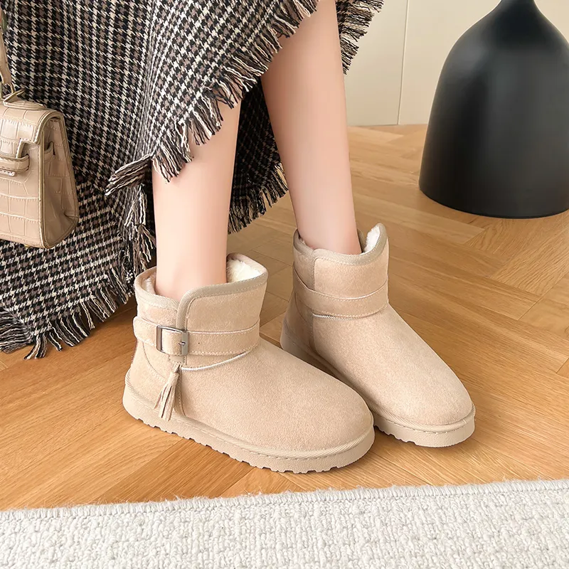 Warrior Warm Cushioning And Wear-Resistant Short Snow Boots Women's Khaki-8
