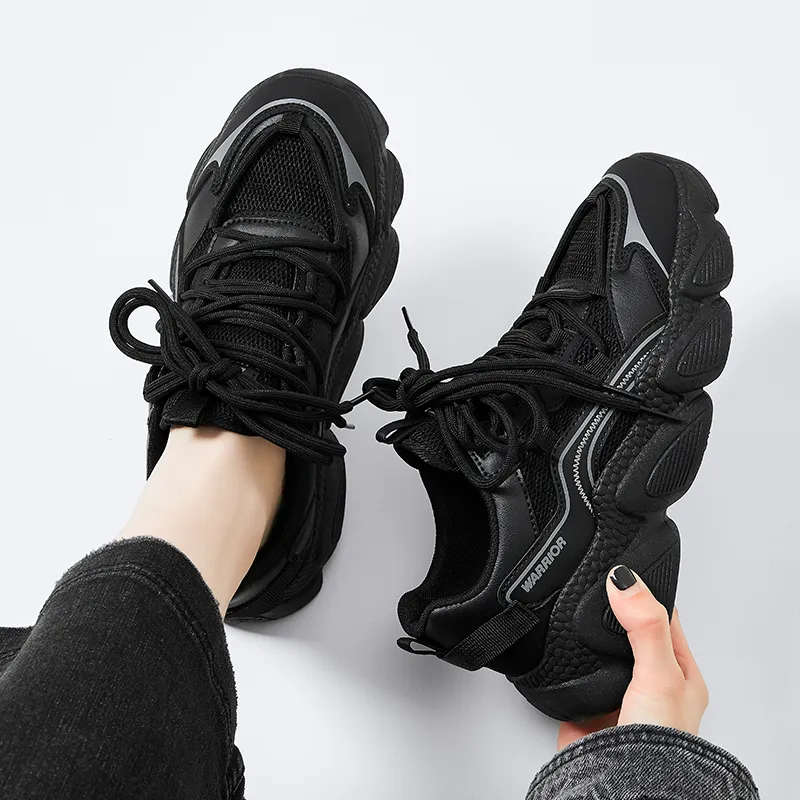 Warrior Wear-Resistant Breathable Supportive Balanced Lightweight Height Increasing Low-Top Chunky Sneakers Women's-5