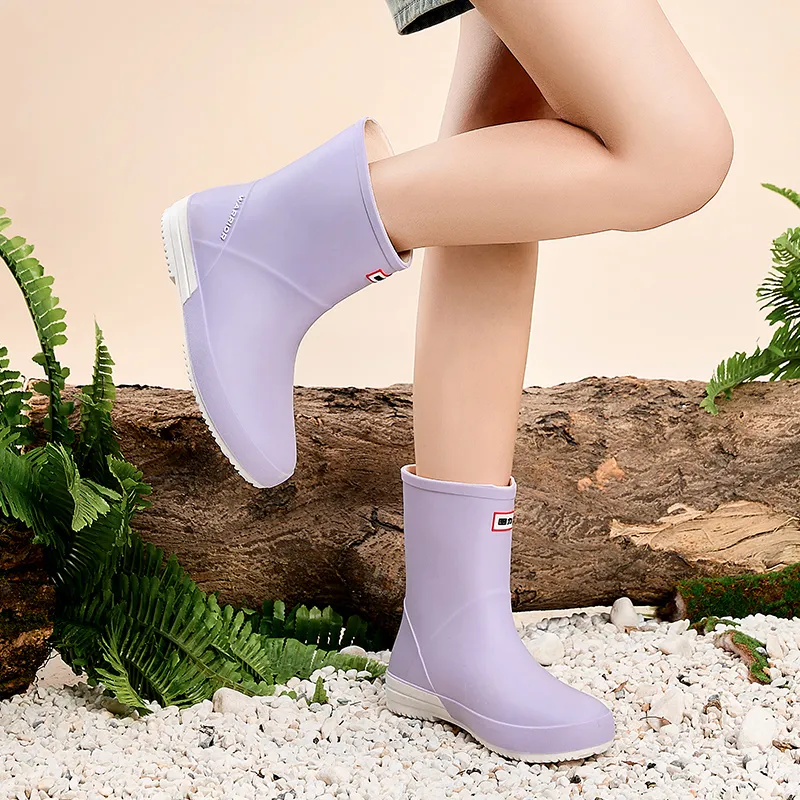 Warrior Wear resistant And Waterproof Rain Boots Women's Taro Purple-6