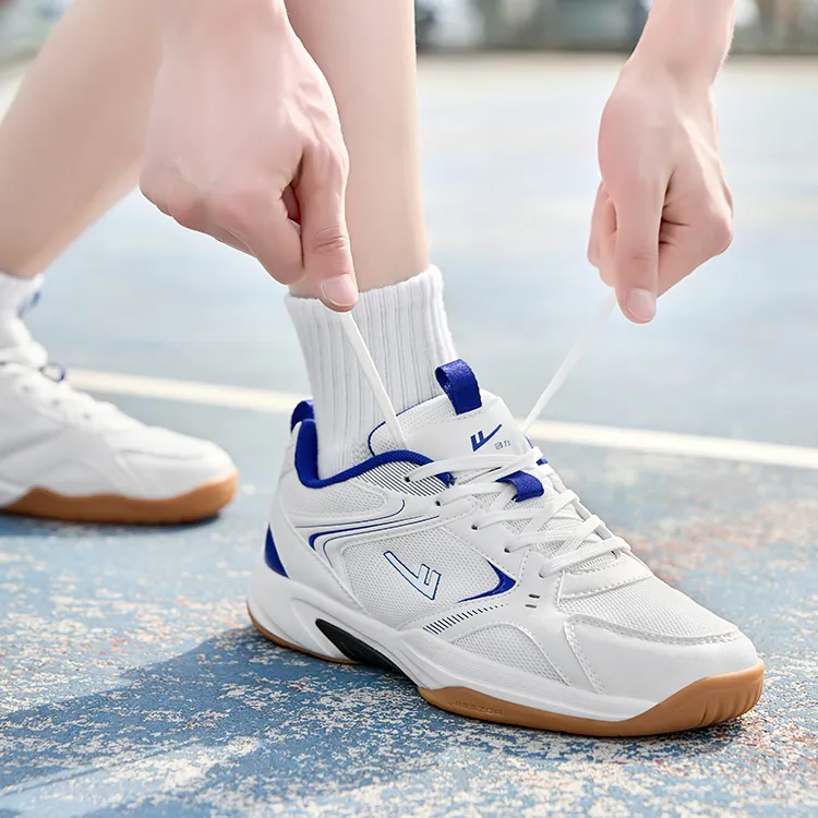 Warrior Wear resistant Lightweight Breathable And Non slip. Low Top Badminton Shoes Men's White Blue-6