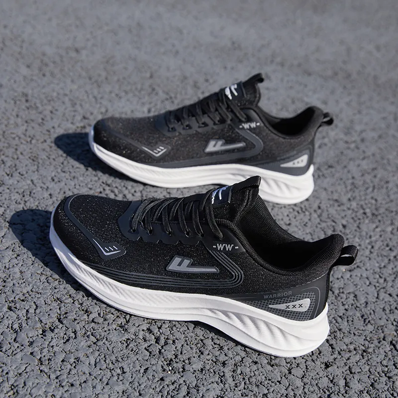 Warrior Wear resistant Lightweight Breathable And Non slip. Low Top Casual Running Shoes Unisex Black Silver-6