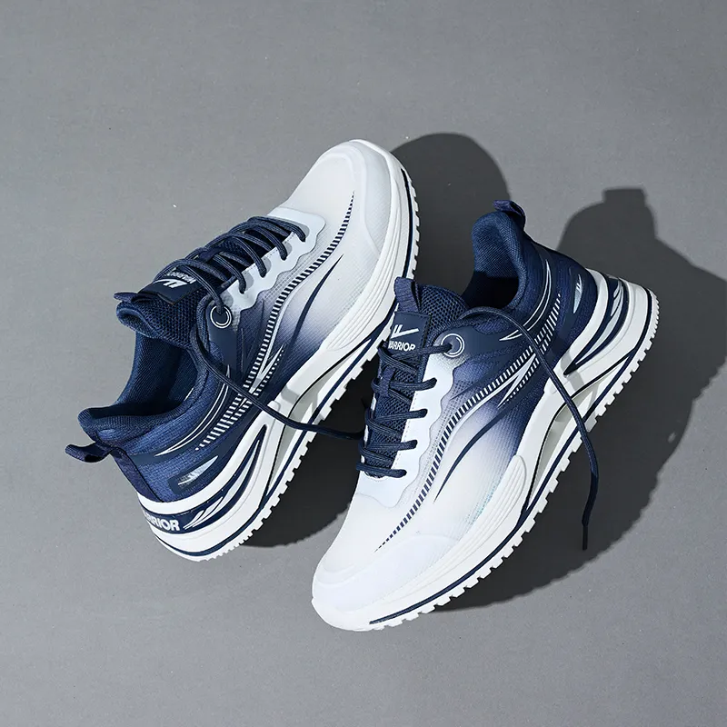 Warrior Wear resistant, Lightweight, Breathable, And Non slip. Low Top Running Shoes Men's Beige Dark Blue-5