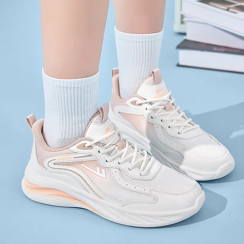 Warrior Rebound Wear Resistant Lightweight Breathable Low Top Casual Running Shoes Women's White Purple Pink-6