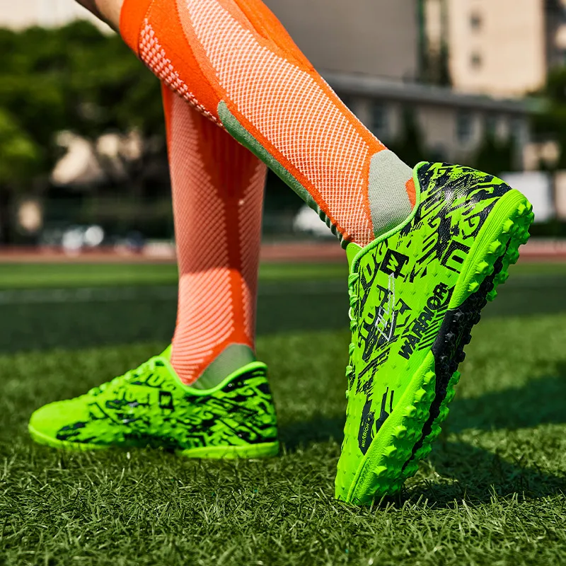 Warrior Anti Slip And Wear Resistant Lightweight Soccer Shoes Unisex Green Black-6