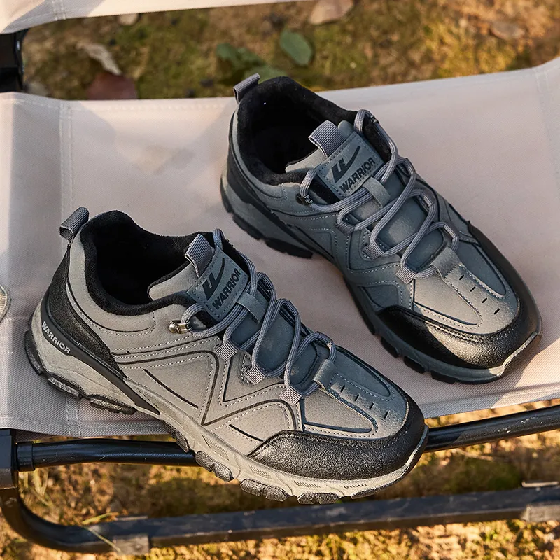Warrior Warm Wear Resistant Slip Resistant Low Top Hiking/Trekking Shoes Men's Gray-5
