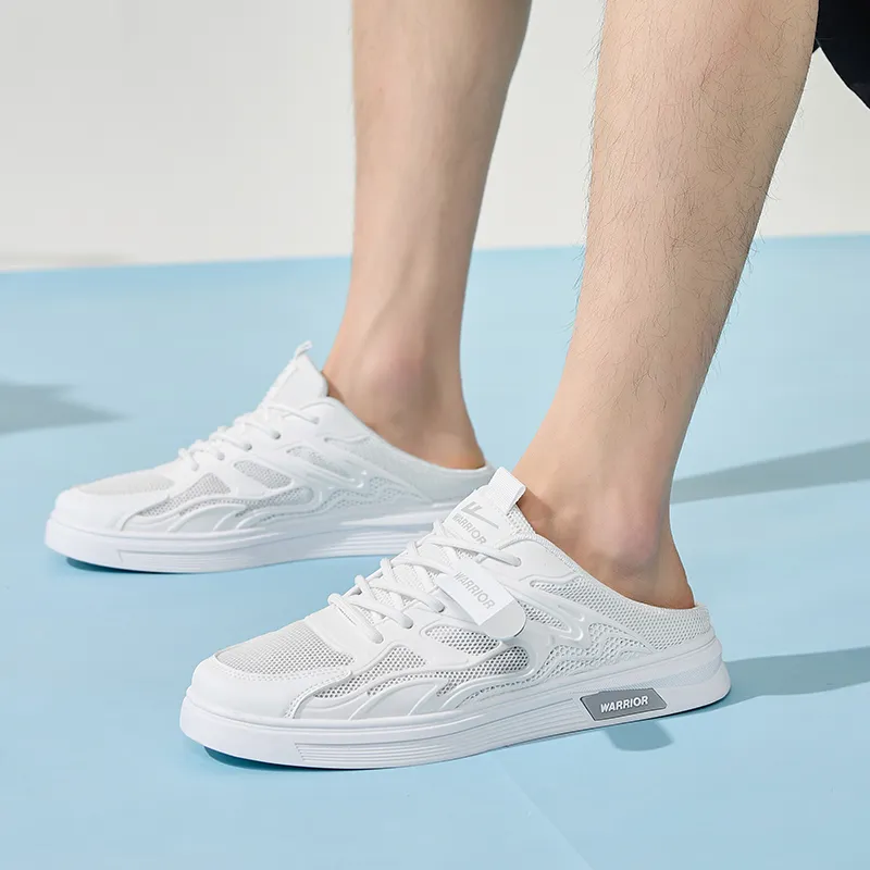 Warrior Cut Out Slip Resistant Wrap toe Slippers Men's White-7
