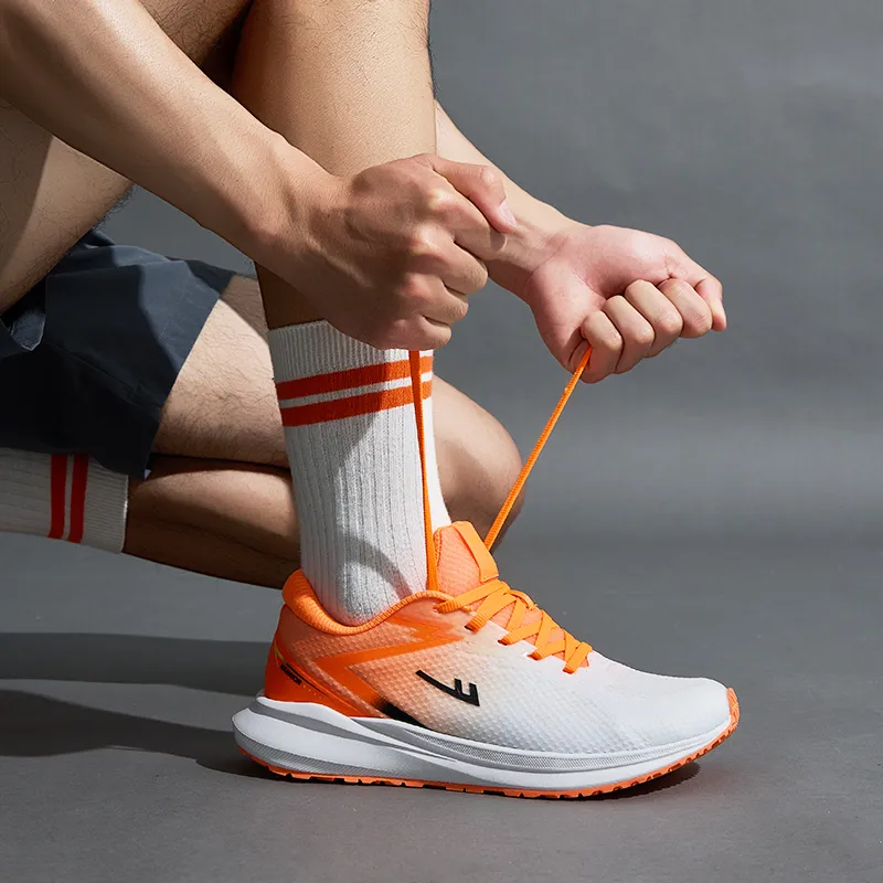 Warrior Abrasion Resistant Lightweight Rebound Low Top Casual Running Shoes Men's White Orange-4