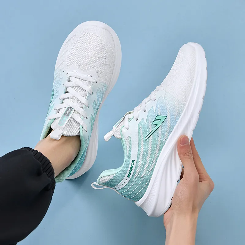 Warrior Anti Slip And Wear Resistant Breathable Low Top Running Shoes Men's White Green-5