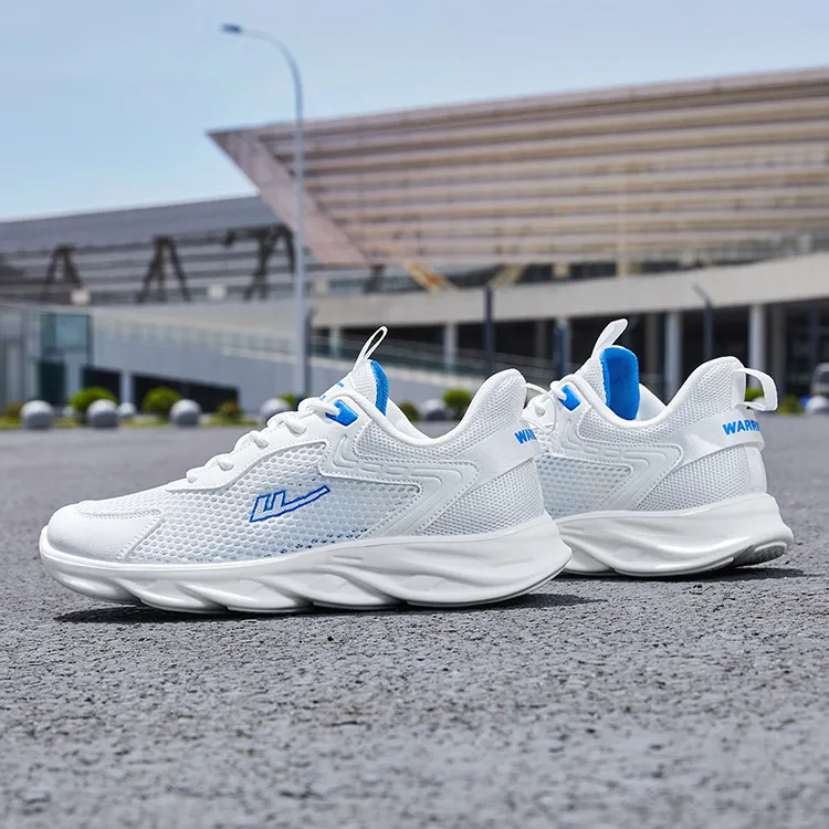 Warrior Slip Resistant, Abrasion Resistant, Breathable Low Top Casual Training Running Shoes Men's White Blue-5