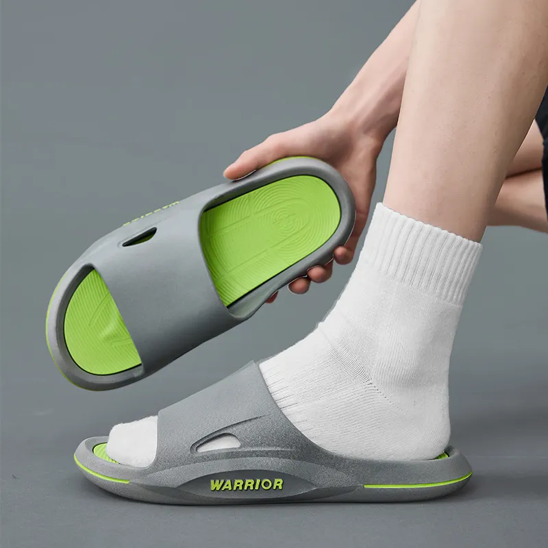 Warrior Slip Resistant Sports Slippers Men's Gray Fruit Green-6