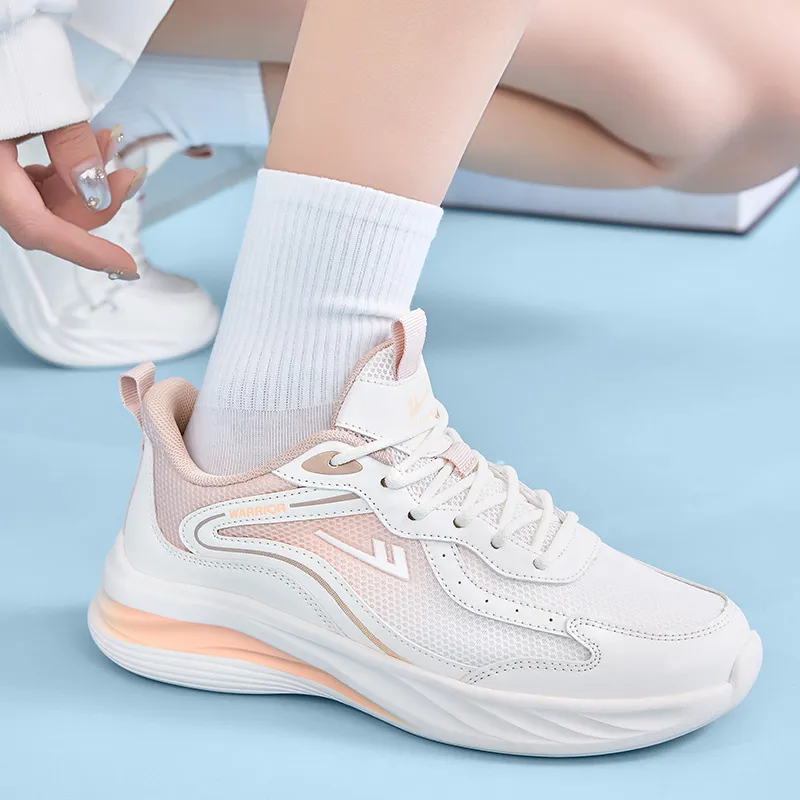 Warrior Rebound Wear Resistant Lightweight Breathable Low Top Casual Running Shoes Women's White Purple Pink-7